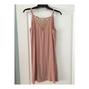 American Eagle dusty pink slip dress with lace